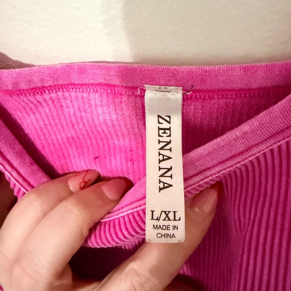 Zenana Outfitters Pink Ribbed Crop Top - Picture 3 of 3